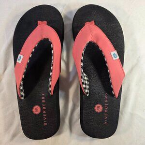 Women's Riverberry Red Yoga Flip Flops Yoga Mat Summer Sandals Size 8.5